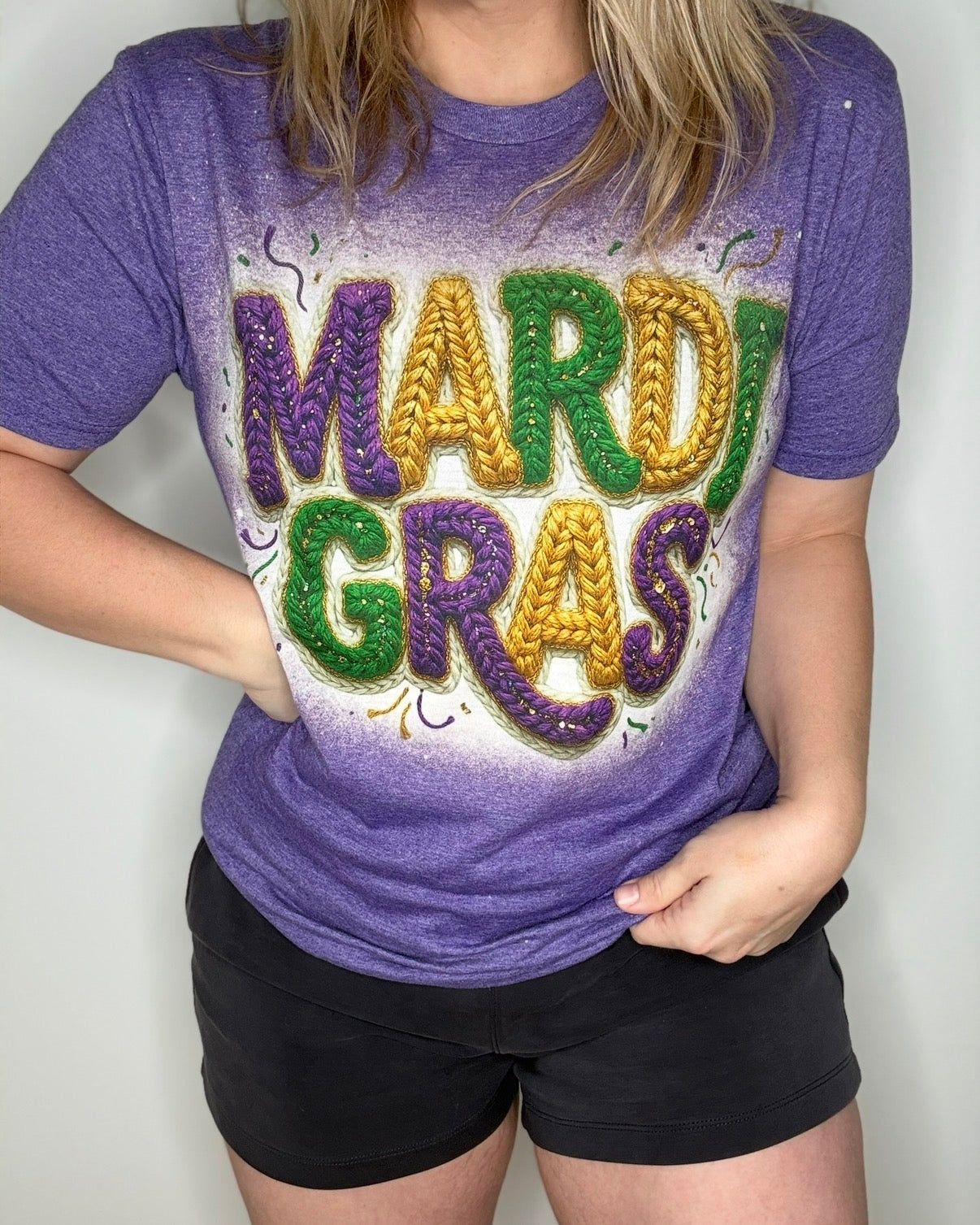 Faux Mardi Gras stitch tee
