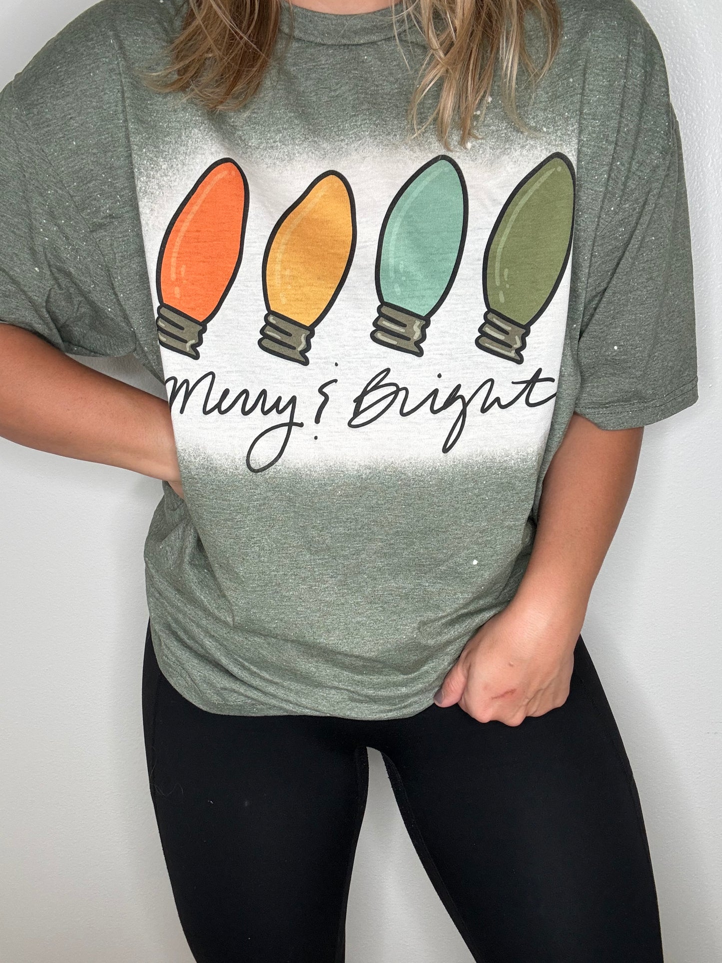 Merry and Bright - light bulbs tee