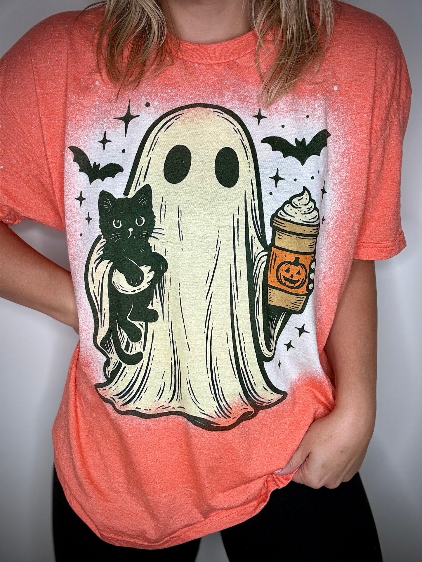 Ghost pumpkin coffee tee
