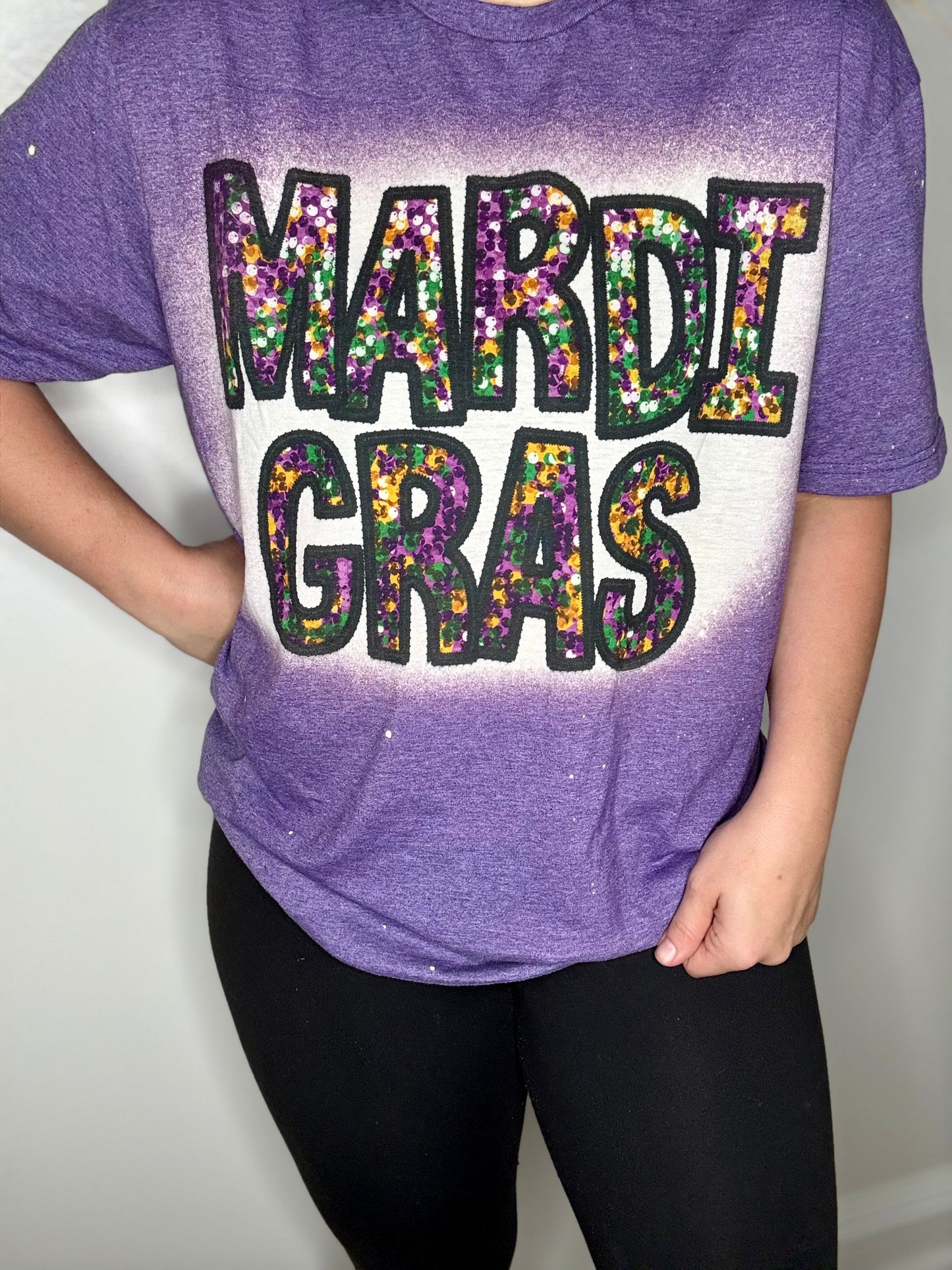 Mardi Gras faux sequin tee