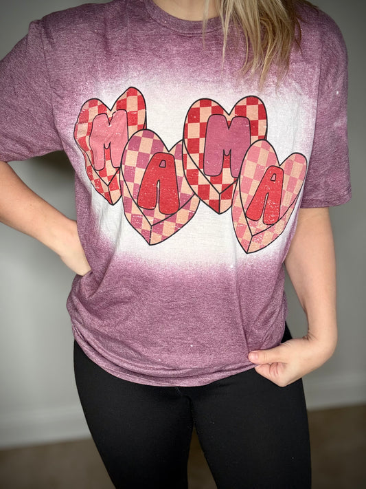 Checkered Mama hearts tshirt