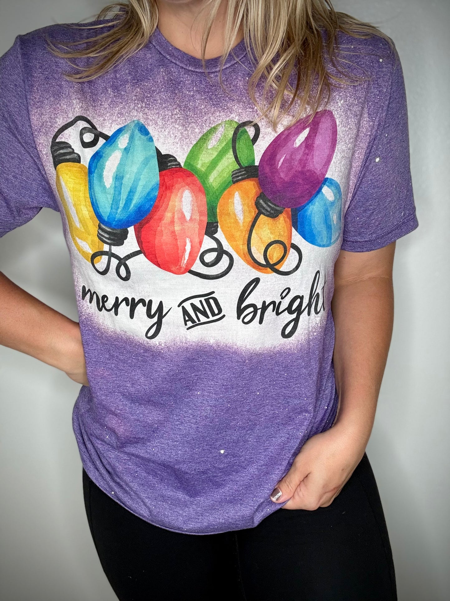 Merry and Bright - light bulbs tee