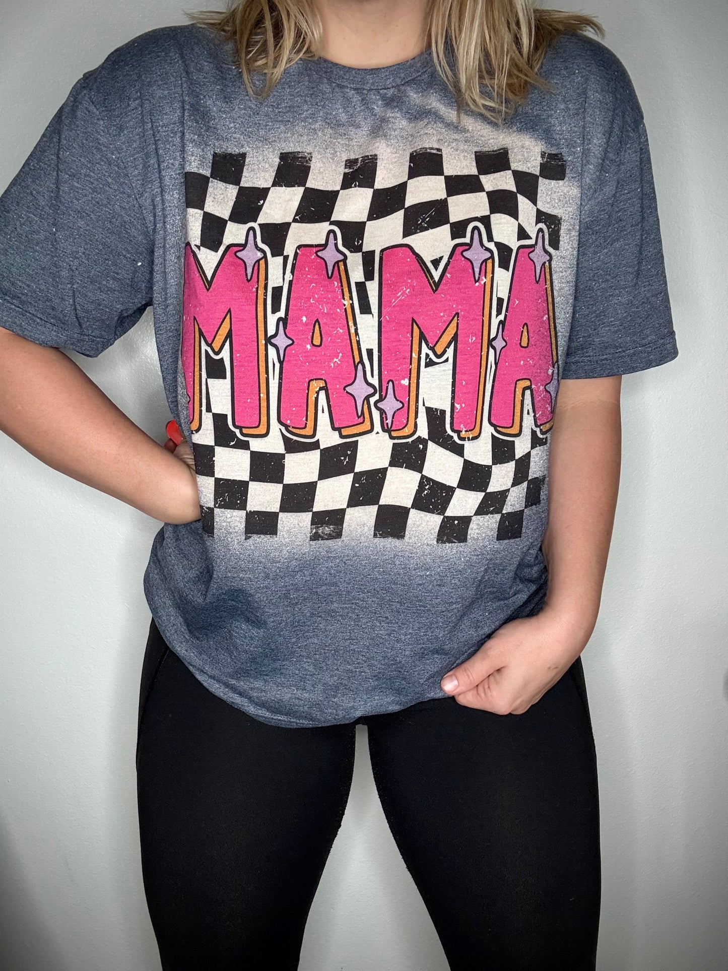 Checkered Mama tee