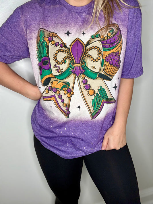 Mardi Gras bow tee
