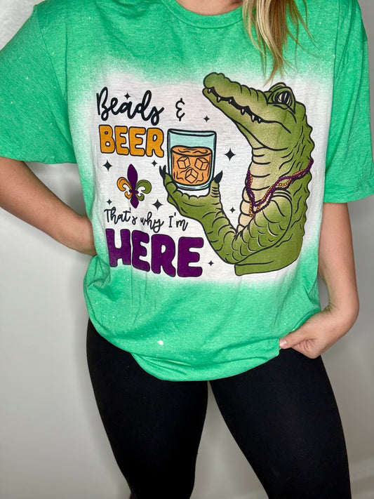 Crawfish and beer Mardi Gras tee