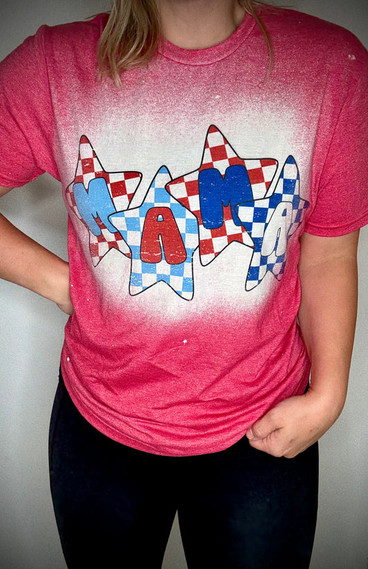 Patriotic checkered Mama tee