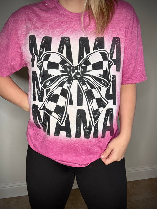 Checkered bow mama tee