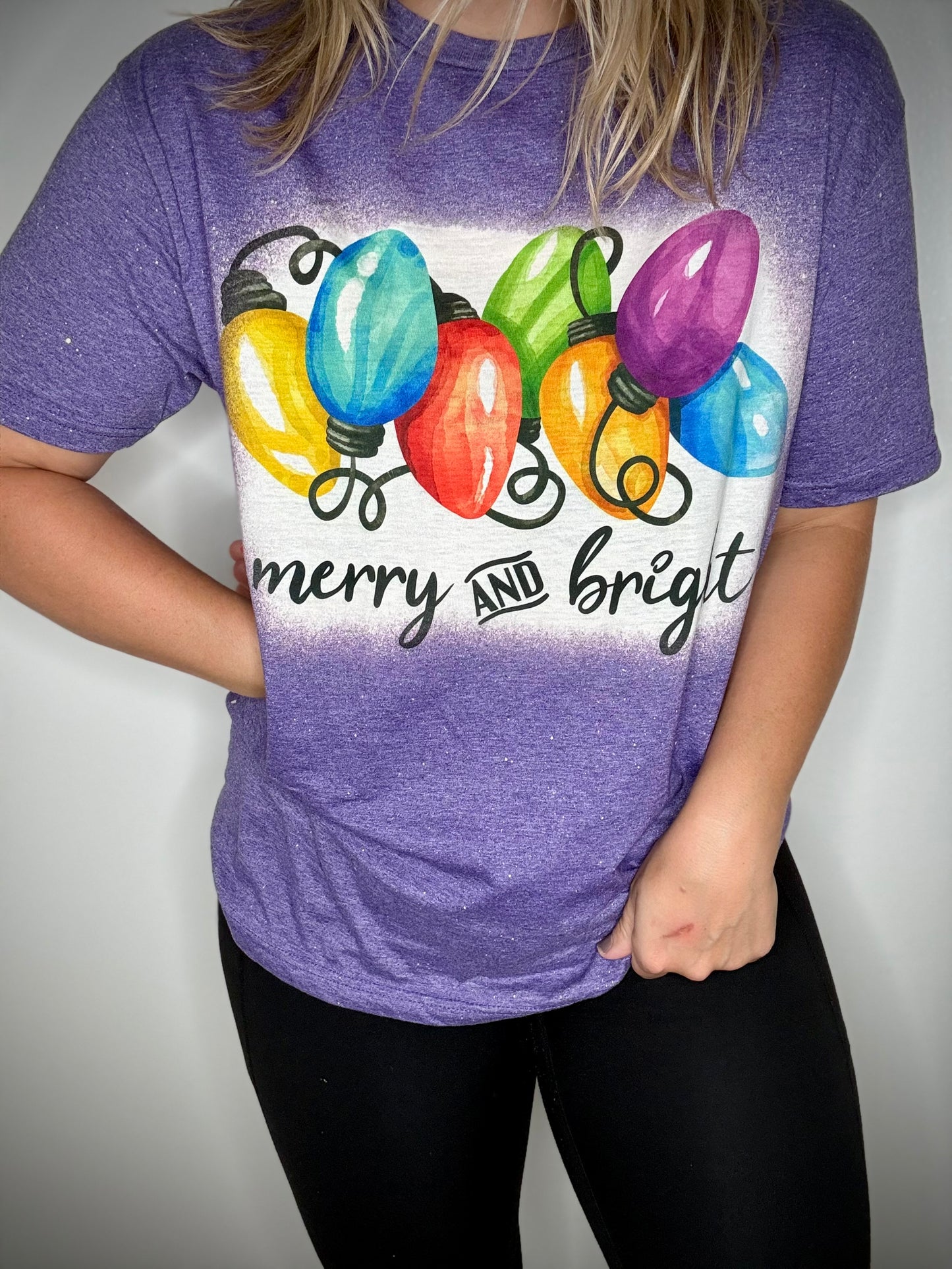 Merry and Bright - light bulbs tee