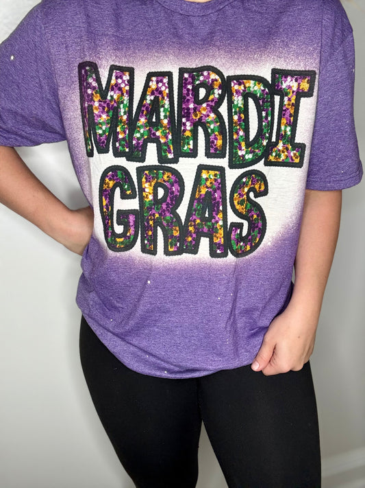 Mardi Gras faux sequin tee