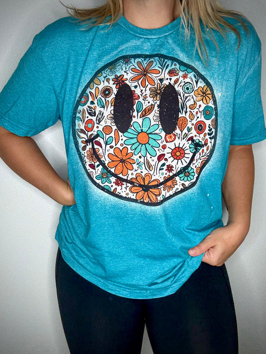 FALL FLORAL SMILEY TSHIRT