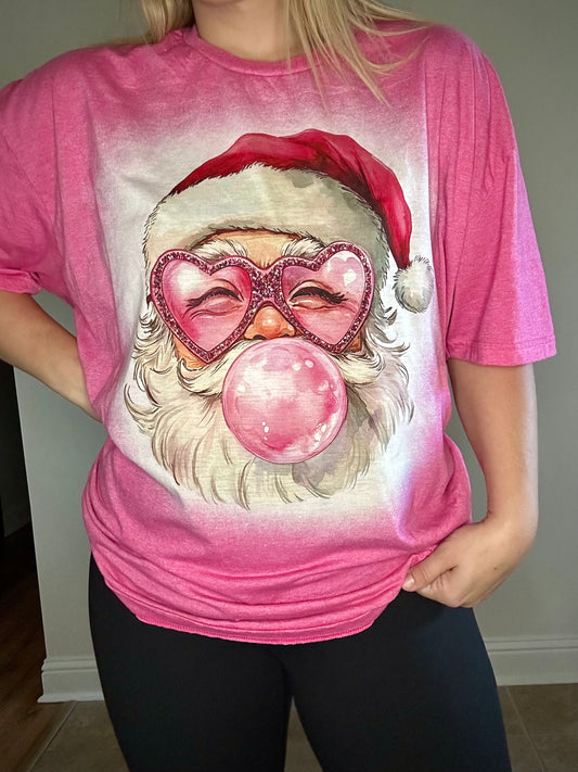 Pink Bubble Gum Santa tee