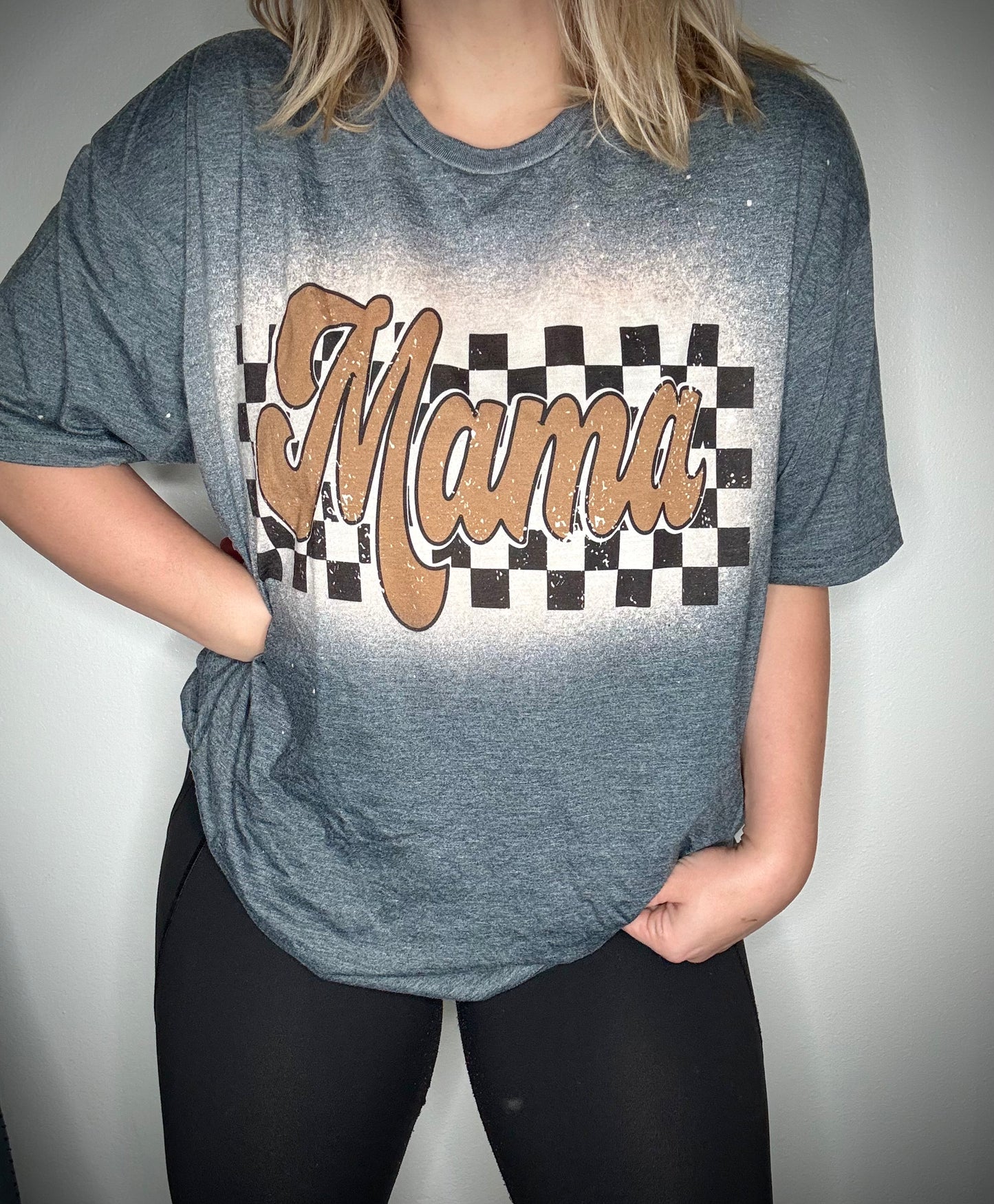 Checkered Mama tee
