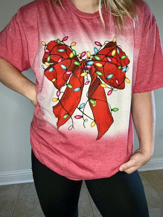 Christmas Lights Bow Tee