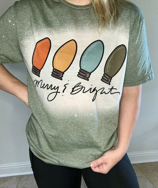 Merry and Bright - light bulbs tee