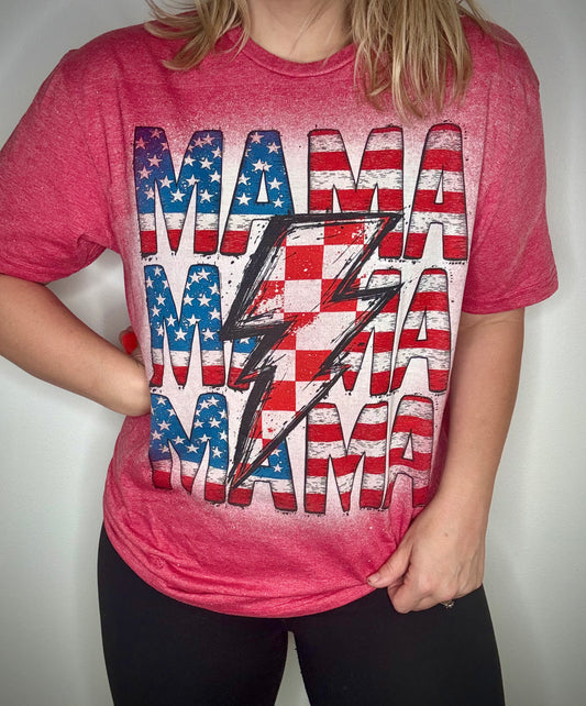 Stacked Patriotic Mama tee