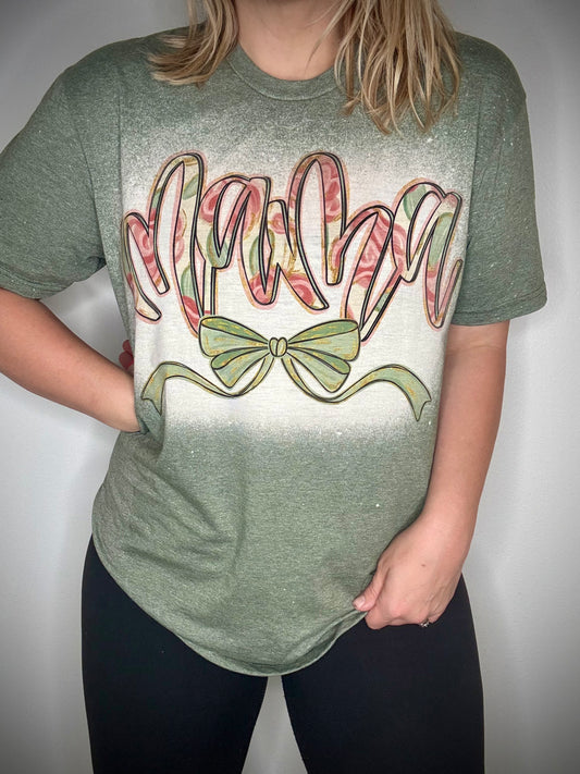 Floral bow Mama tee