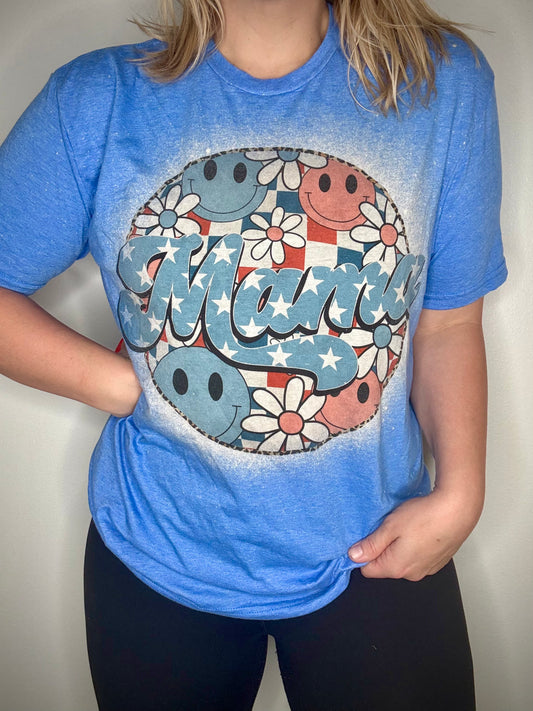 Patriotic Smiley Mama tee