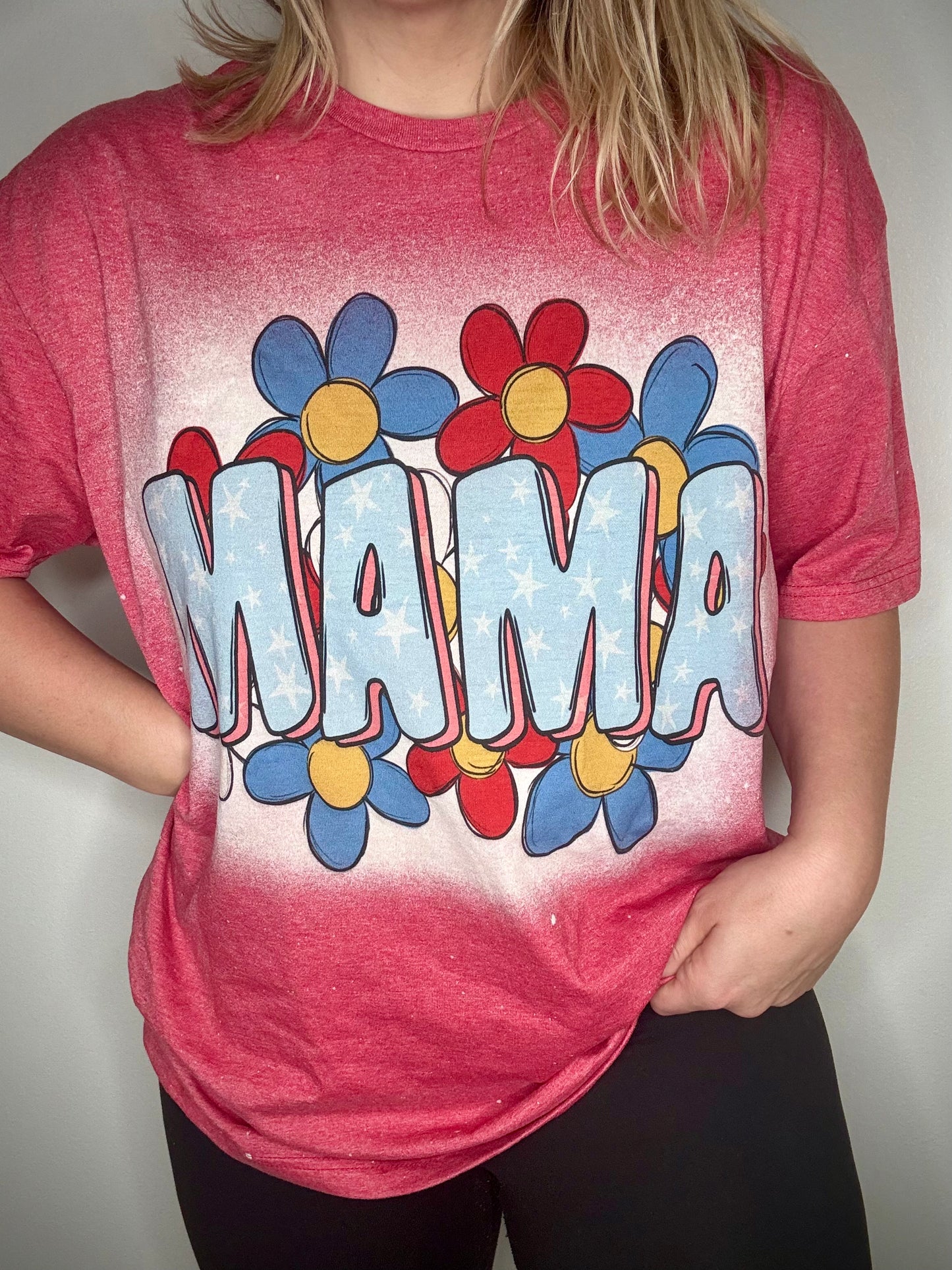 Patriotic Flowers Mama tee
