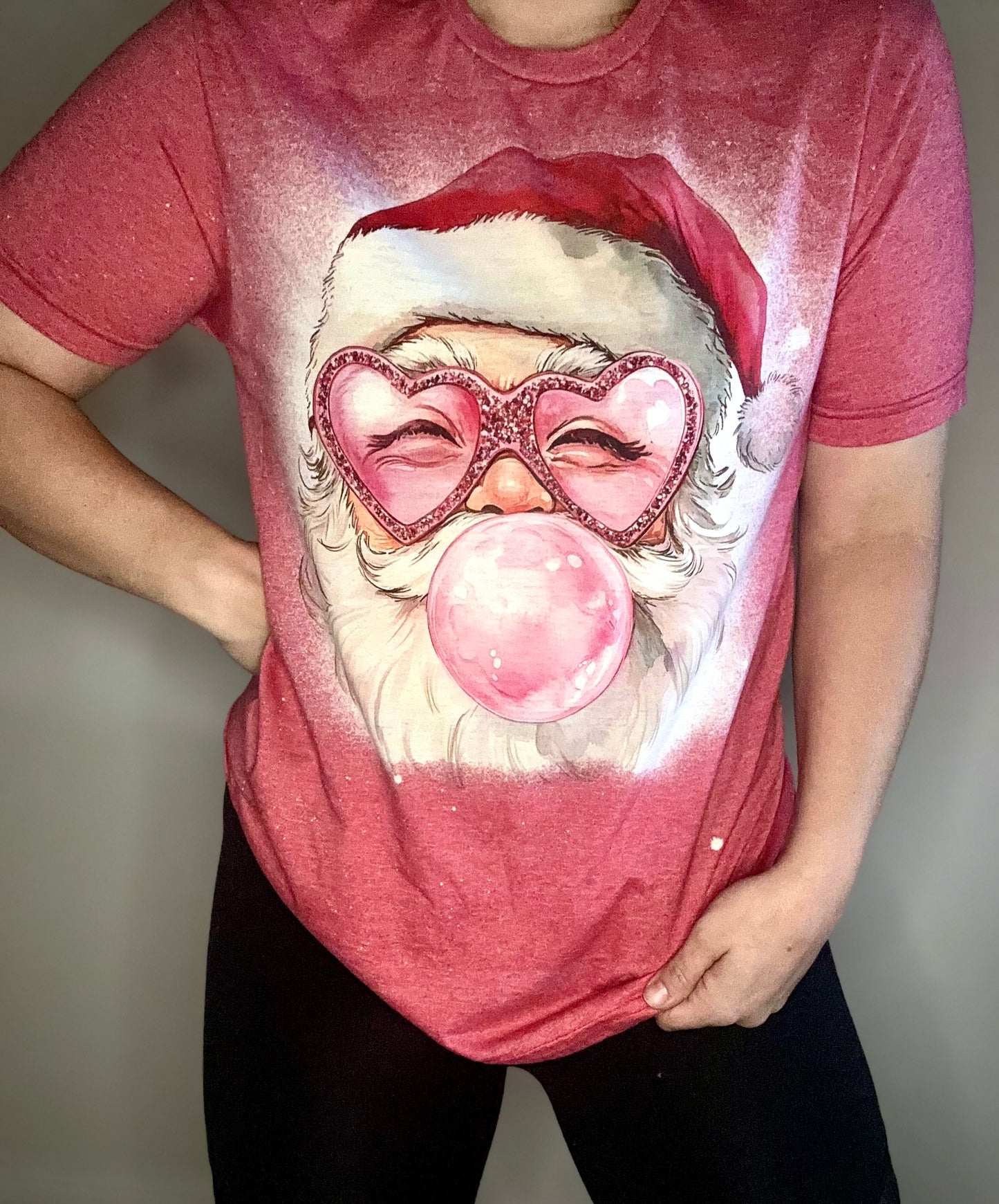Pink Bubble Gum Santa tee