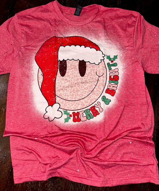 Merry and Bright smiley tshirt